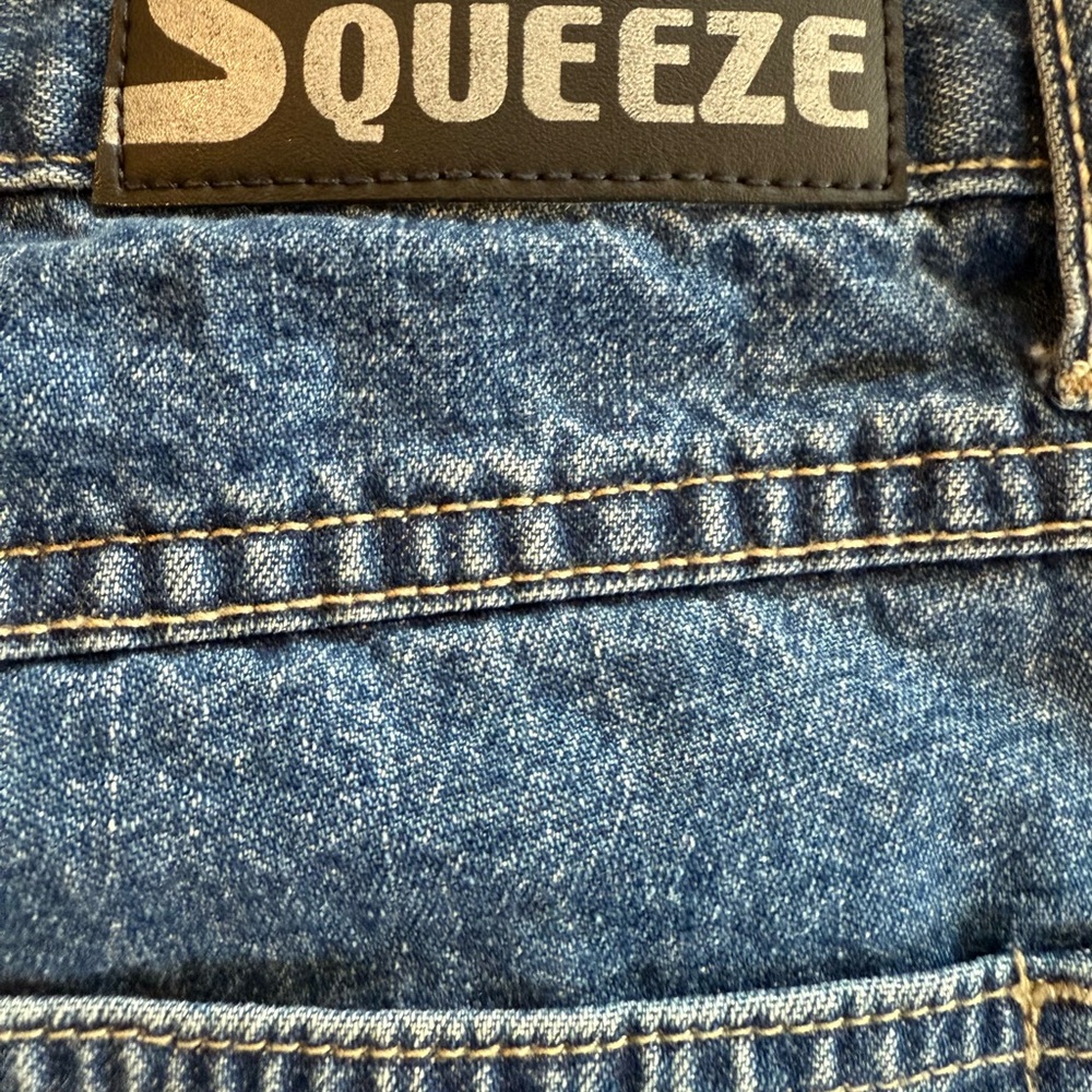 Vintage Button Fly Wide Leg Squeeze Blue Jeans Flare Women's 90's Denim Size 5 6 - Picture 10 of 11